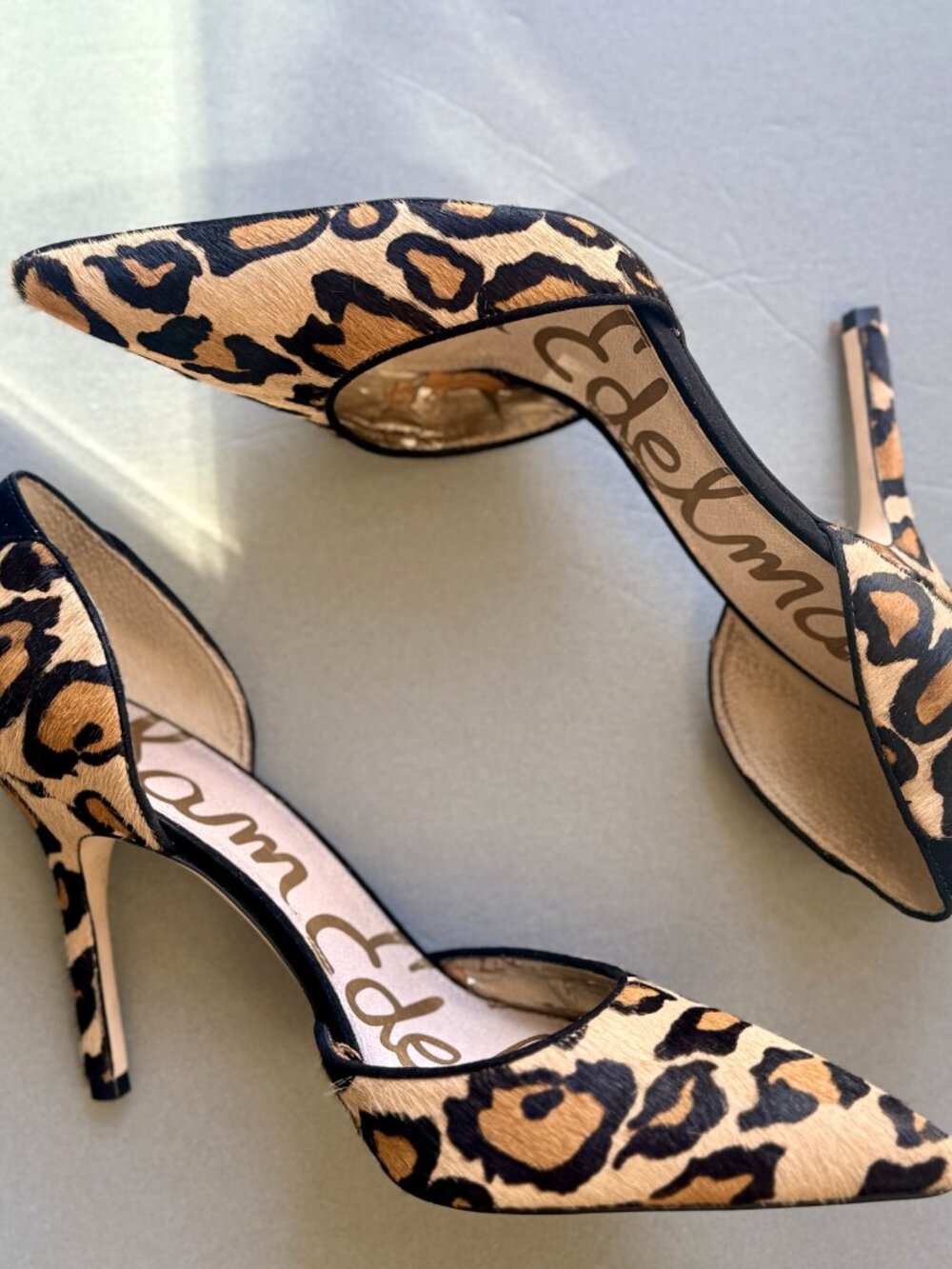 Sam Edelman Leopard Calf Hair d'Orsay Pointed Toe Stiletto Pump Size 10